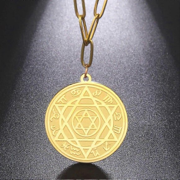 12 Constellation Star of David Necklace for Men Double Layer Chain Seal Solomon Hexagram Talisman Jewish Jewelry