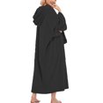 thumbnail image 2 of Kmbangi Women Velvet Sleeping Robe, Long Sleeve Hooded Neck Kangaroo Pockets Solid Color Nightwear, 2 of 3