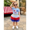 thumbnail image 6 of BemeyourBBs Toddler Baby Girl 4th of July Outfit Patriot Independent Day Summer Clothes Cute American Flag Short Sleeve T-shirt and Contrast Layered Tulle Tutu Skirts Set, 6 of 9