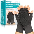 thumbnail image 1 of Arthritis Gloves with Grips - Men & Women Textured Fingerless Compression - Open Finger Hand Gloves for Rheumatoid and Osteoarthritis - Arthritic Joint Pain Relief for Computer Typing (Large), 1 of 8