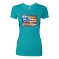 thumbnail image 2 of Wild Bobby, Colorful Neon Flag Hearts Love, Streetwear, Women Slim Fit Junior Tee, Tahiti Blue, X-Large, 2 of 3