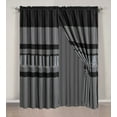 thumbnail image 2 of Grand Linen 7-Piece Chenille / Woven Jacquard Bedding Set, Queen, Grey / Gray Silver Stripe, Comforter Set Bed in a Bag, 2 of 2