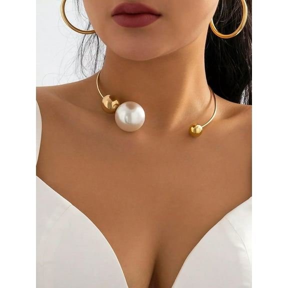 QQTDFG 1pc Open Collar Ball Shaped Statement Necklace Statement Necklace Modern-default