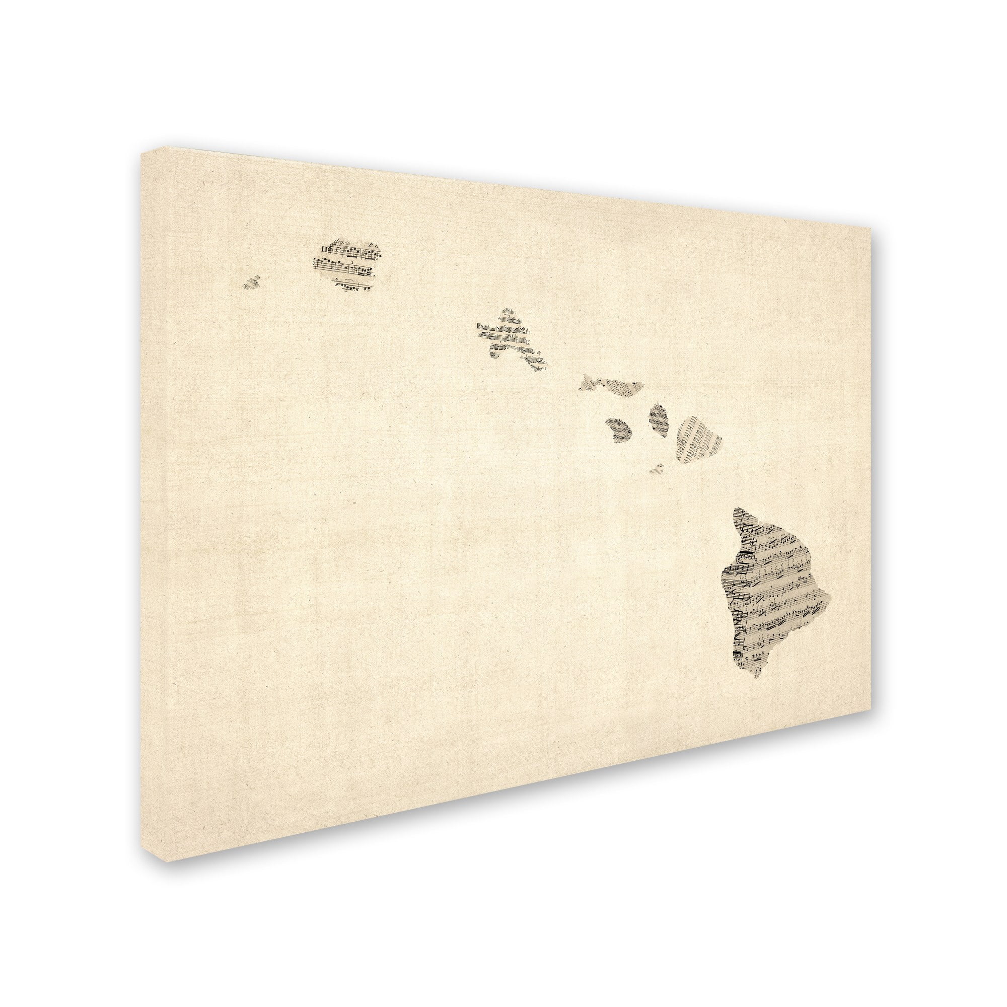Trademark Fine Art "Old Sheet Music Map of Hawaii" Canvas Art by Michael Tompsett