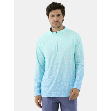 Birdie Bound Men's & Big Men's Printed Quarter Zip Golf Shirt with Long Sleeves, Sizes S-3XL