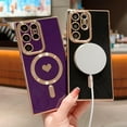 thumbnail image 2 of Magnetic Phone Case for Samsung Galaxy S23 Ultra Compatible with MagSafe Cute Heart Case for Women Luxury Plating Full Camera Lens Protect Soft Silicone Cover for S23 Ultra 6.8" (Black), 2 of 6
