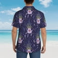 thumbnail image 6 of Balery Lavender Flowers Print Men's Hawaiian Shirts Short Sleeve Beach Shirt Relaxed Fit Vacation Button Down Shirts-Small, 6 of 9