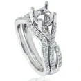 thumbnail image 1 of Womens 3/4ct Twist Engagement Matching Ring Set Semi Mount Setting Vintage White Gold, 1 of 4