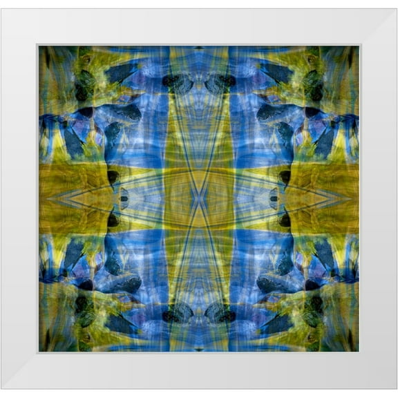 Jaynes Gallery 12x12 White Modern Wood Framed Museum Art Print Titled - Blue and yellow abstract