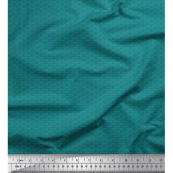 Soimoi Green Silk Fabric Spiral & Stripe Geometric Decor Fabric Printed Yard 42 Inch Wide