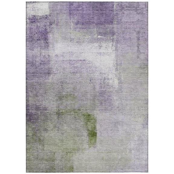 HomeRoots 586943 5 x 8 ft. Abstract Washable Indoor & Outdoor Rectangle Area Rug, Purple, Lavender & Green