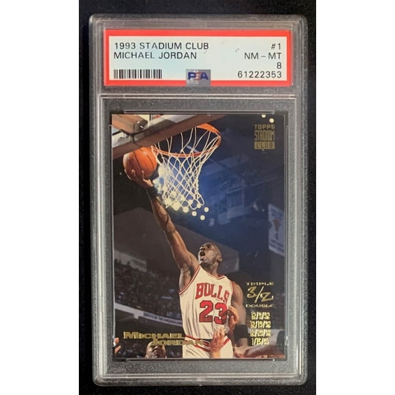 Michael Jordan 1993 Topps Stadium Club Basketball Card #1 Graded PSA 8
