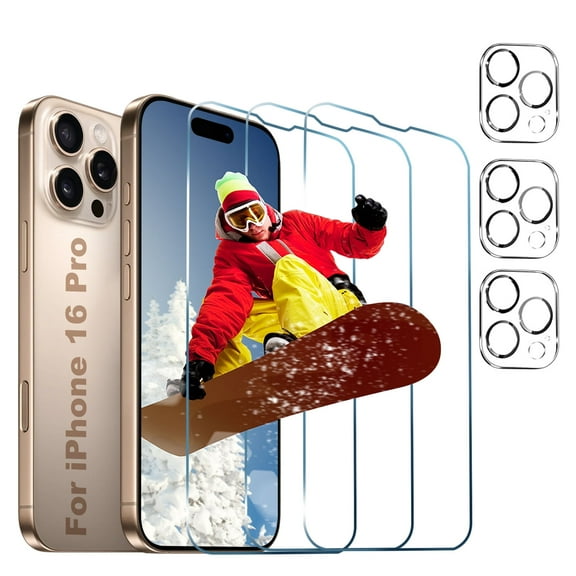 [3 3 Pack]KICOCOC for iPhone 16 Pro Screen Protector with Camera Lens Protector,Sensor Protection,Case Friendly Tempered Glass Film[9H Hardness] for iPhone 16 Pro