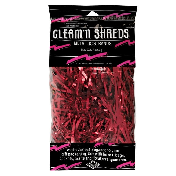 12 Pack Beistle Party Gleam 'N Shreds Metallic Strands red (1.5 Oz per Pack)