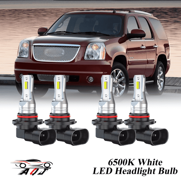 Compatible with GMC Yukon 1992-2006 LED Headlight KIT High Low Beam Combo Bulbs (Pack of 4), 6500K White 10,000LM Super Bright, Plug and Play