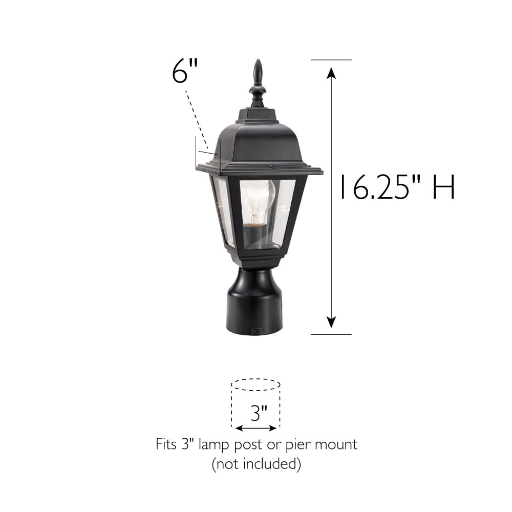 Design House Maple Street Black Wet-Rated Outdoor Post Light with Clear Glass