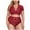 Wine, variant on Lace Lingerie for Women Plus Size Tummy Control Underwear Sexy Deep V Neck Short Sleeve Crop Top and Panties Set Red XXXL