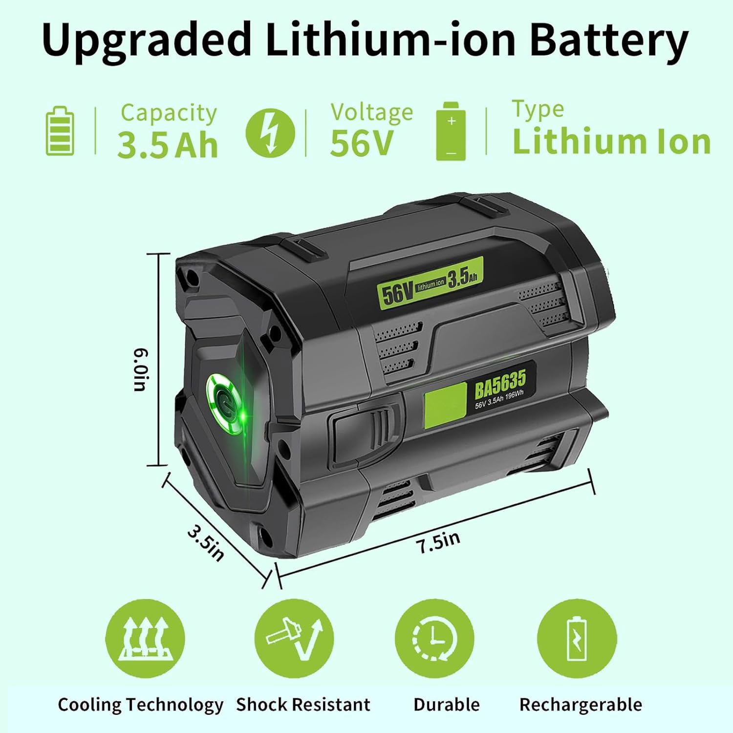3.5Ah Replacement for EGO Battery 56V Power+ BA1400T BA2800T BA4200T BA5600T Lithium Ion Battery Compatible with All EGO Power Tools