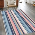 thumbnail image 4 of Rectangle Area Rug 4x6ft,Watercolor Pink Blue White Stripes Washable Carpet Non-Slip Runner Accent Rugs Indoor Floor Mat for Bedroom Living Room Decor,Retro Lines, 4 of 9