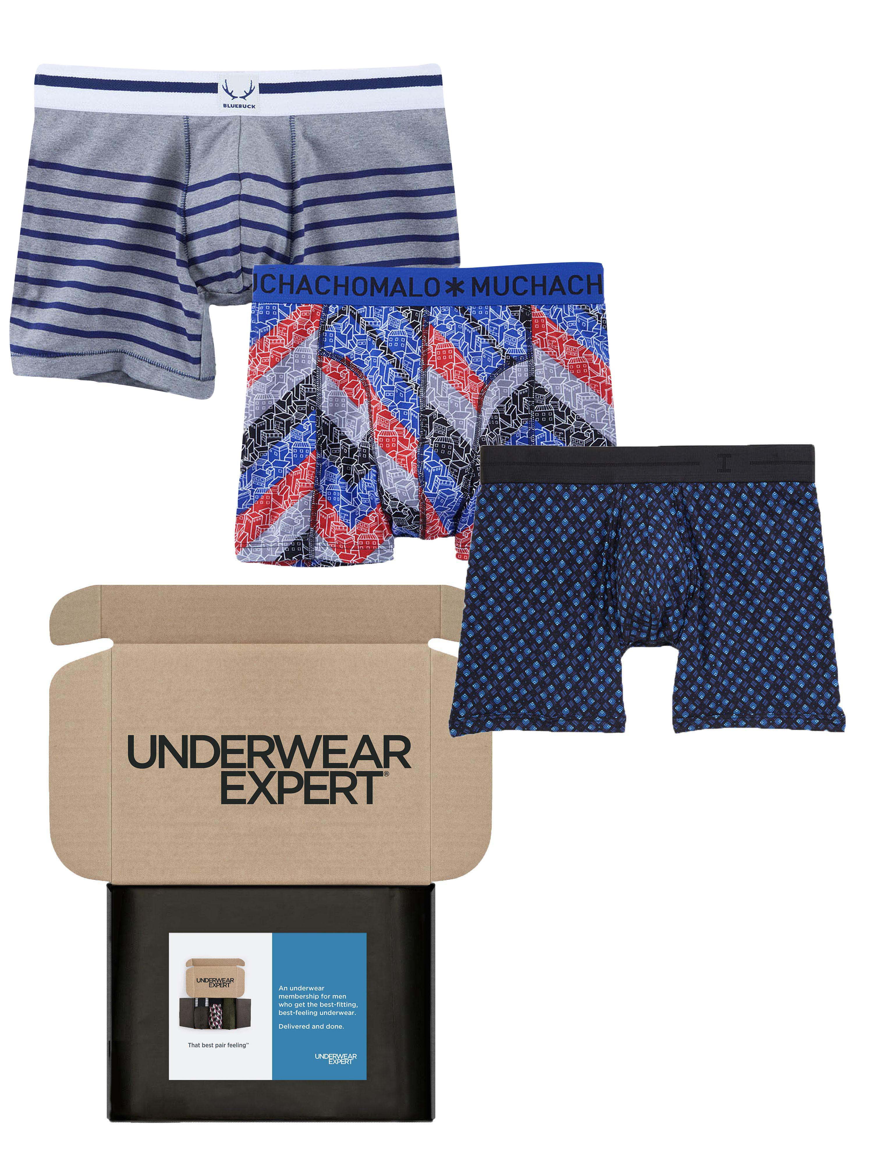 Underwear Expert Men's Boxer Briefs Curated Mystery Box, 3 Pairs