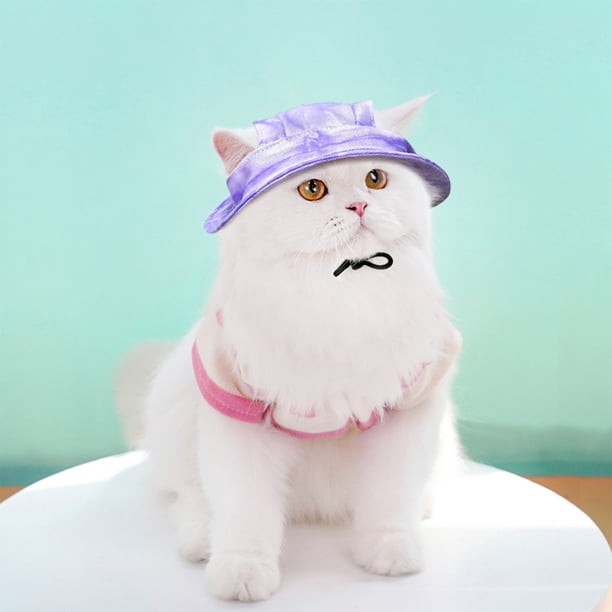 Sombrero parasol para perros y gatos con protección auditiva y hebilla de cuerda ajustable, sombrero de pescador, suministros para mascotas, sombrero para gatos