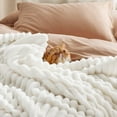 thumbnail image 3 of Soft Throw Blanket, 3D Ribbed Jacquard Decorative Blanket Soft Cozy Plush Blanket for Bed(White,28x40 Inch), 3 of 5