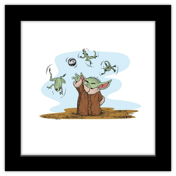 Gallery Pops Star Wars: The Mandalorian - Manga Grogu Force Wall Art, Black Framed Version, 12" x 12"