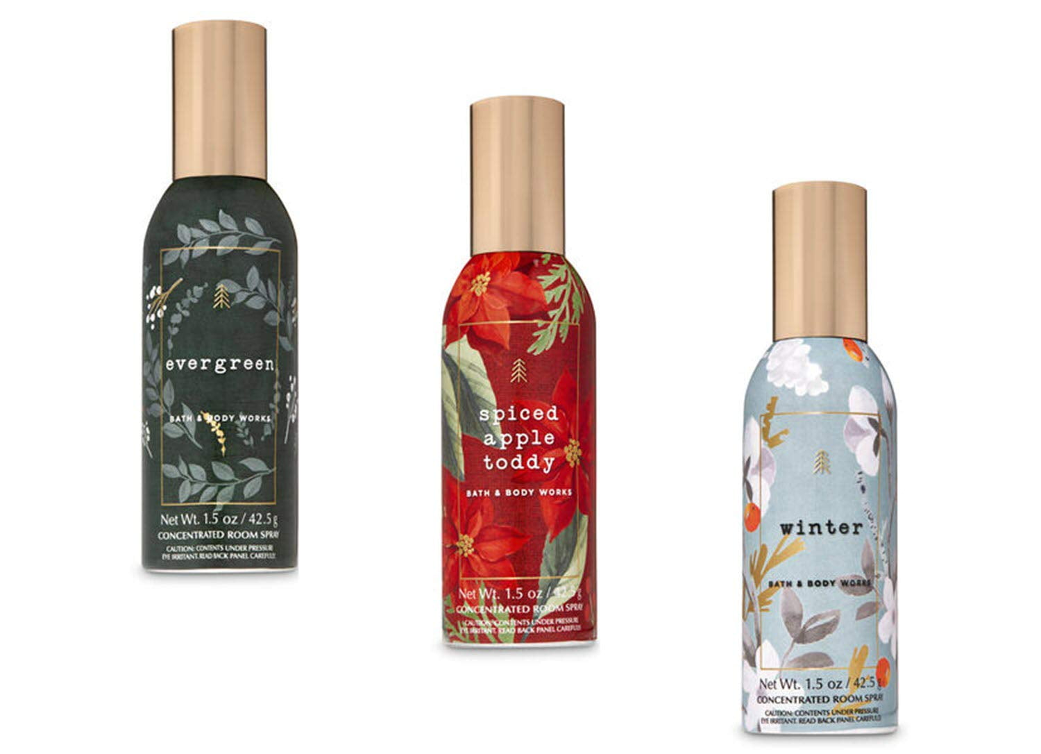Concentrated Room Spray Winter Scents Bundle (3 Fragrances, Evergreen