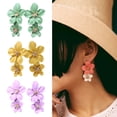thumbnail image 2 of Grofry 1 Pair Colorful Flower Stud Earrings Matte Bright Color Elegant Nonallergic Sweet Flower Women Earrings Jewelry Gift, 2 of 8