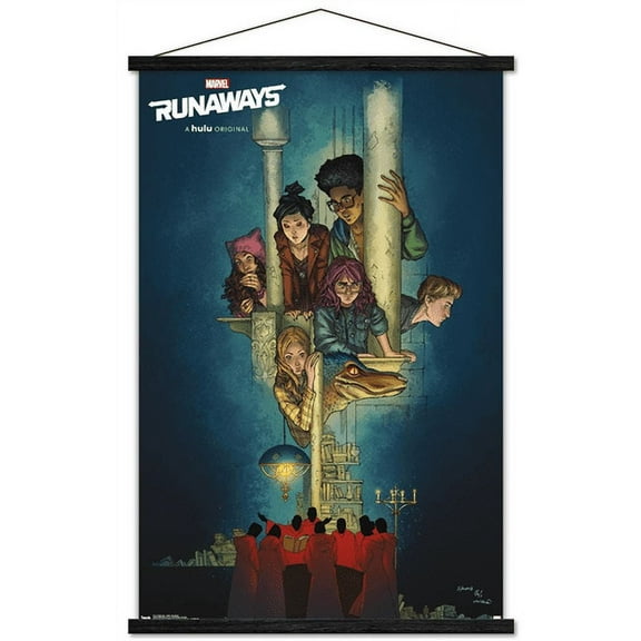 Marvel Comics TV - The Runaways - Comic One Sheet Wall Poster with Wooden Magnetic Frame, 22.375" x 34"