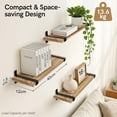 thumbnail image 3 of Afuly Rustic Floating Shelves for Wall, 16in Wood Floating Shelf Set of 3 , Brown Wall Shelves with Metal Brackets, Hanging Shelf for Living Room, Bathroom, Kitchen, Home Decor and Storage, 3 of 11