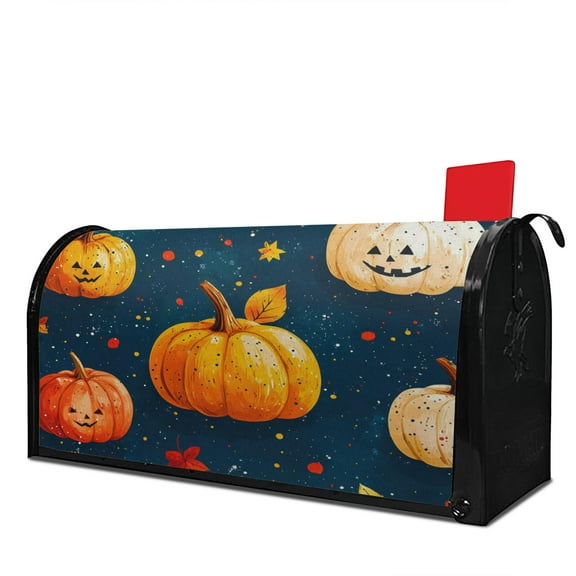 Autumn Fall Lantern Pumpkin Mailbox Cover,Magnetic 18x21 Inch Mailbox Wrap Water Proof Reusable Halloween Box Wrap for Garden Outdoor Decor