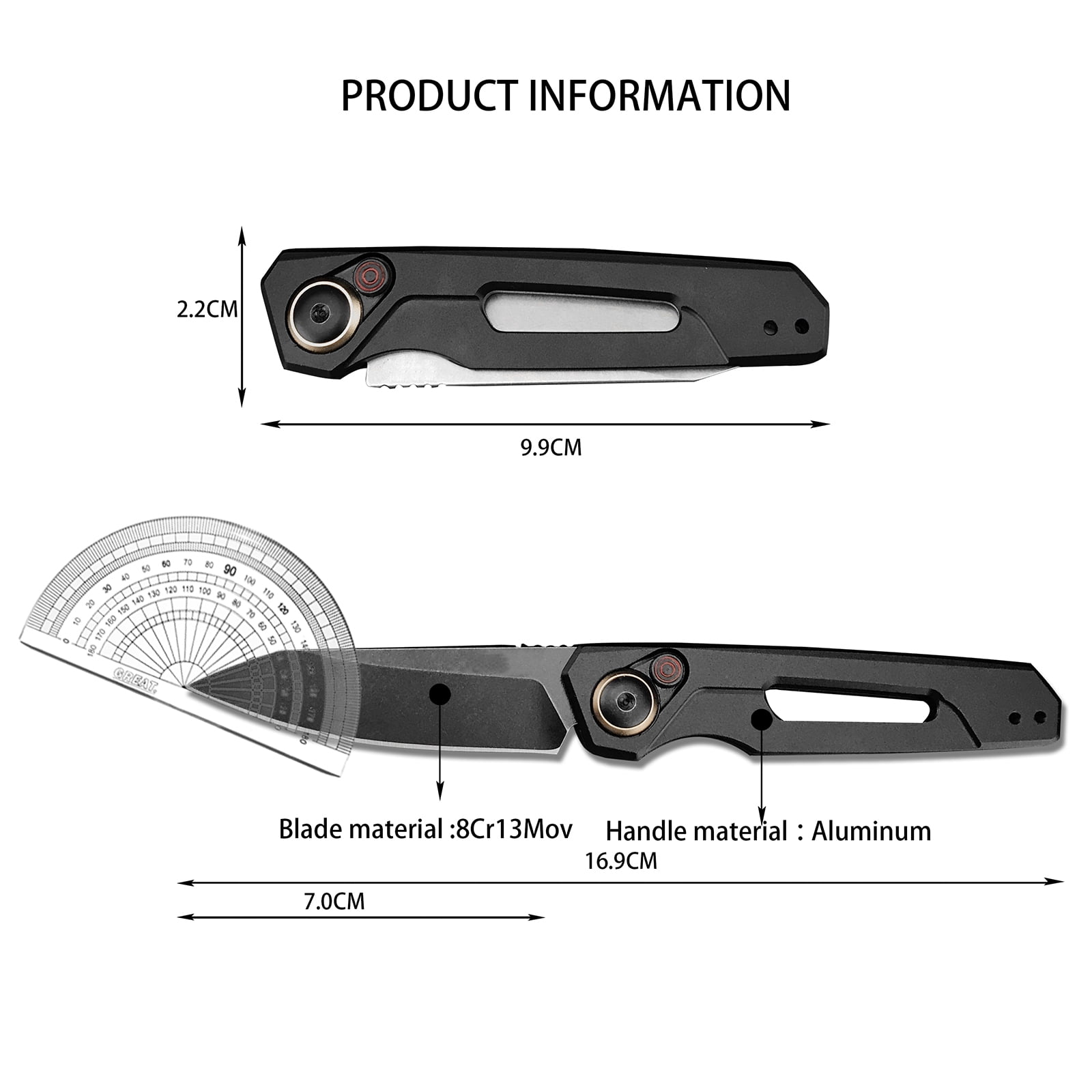 Everyday Carry Folding Knife, Auxiliary EDC Pocket Knife, Stainless Steel Handle for Camping, Backpacking Travellers and Everyday Activities