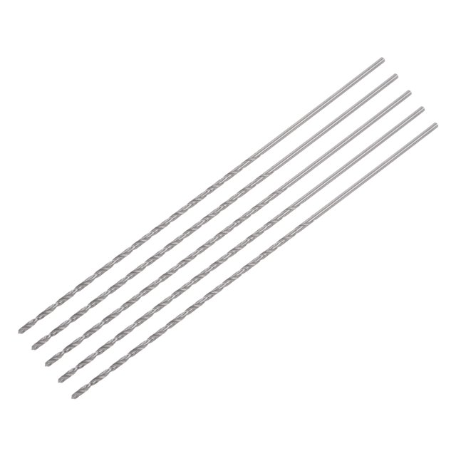 Unique Bargains Lot de 5 Embouts de Forage Mini Twist 1.3mm, Acier Haute Vitesse Extra Long 100mm