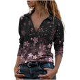 thumbnail image 1 of Blusa informal de manga larga con cuello en V y estampado floral para mujer Pompotops  FGAJ16238, 1 of 5