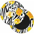 thumbnail image 2 of Velvet Bar Stool Covers Round Stool Cushion Covers Stool Chair Covers Barstool Covers Slipcovers, Stretchy Elastic Edge Soft Fabric Machine Washable, Dia 13 Inch, Yellow Roses Black Texture, 2 of 6