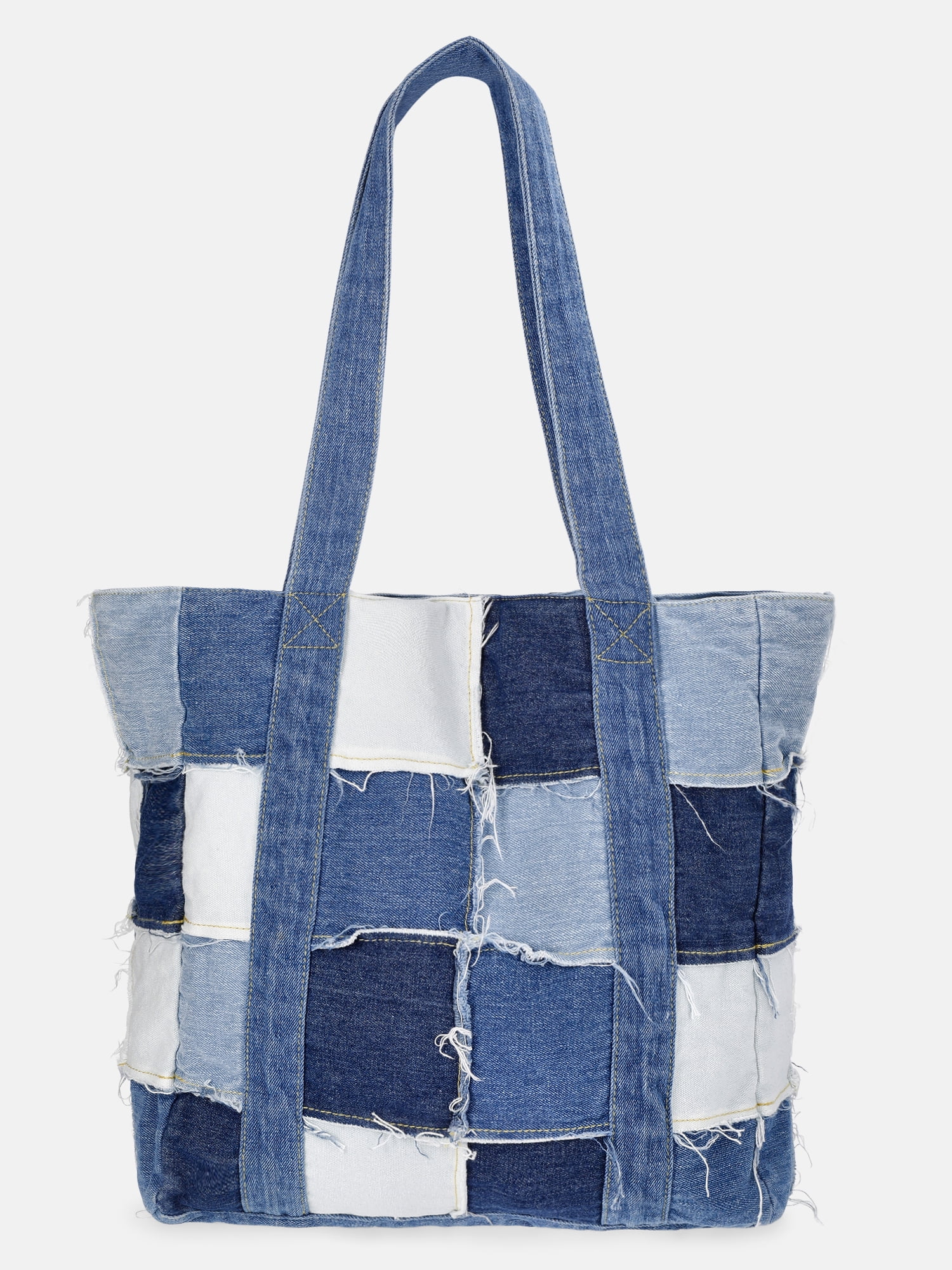 Kacey Lee Women's Denim Tote Bag, Denim Patchwork