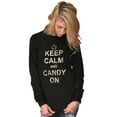 thumbnail image 4 of Keep Calm and Candy On Halloween Plus Size Long Sleeve Graphic Tee Shirt Brisco Brands 2X, 4 of 5