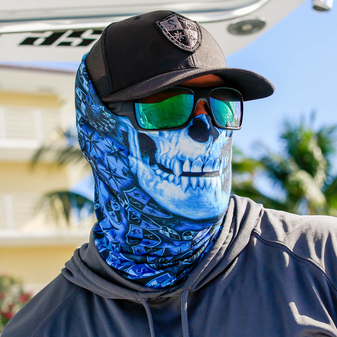 US Black Skull Face Mask Sun Mask Neck Gaiter Balaclava UV Men's Hunting Scarf 