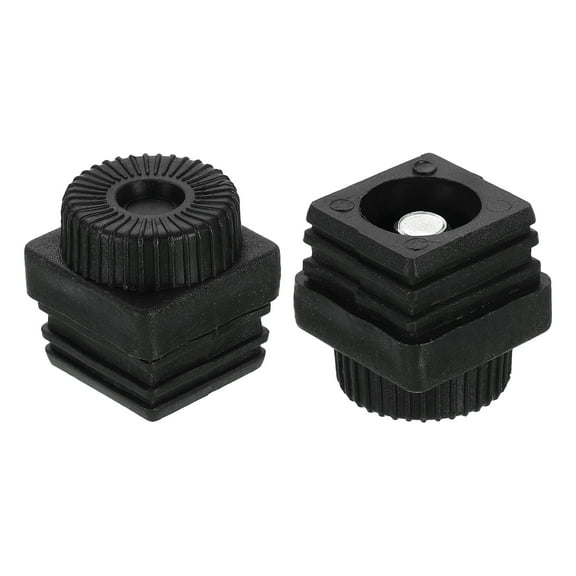 Uxcell 2 Set Leveling Feet, M10x30x30mm Plastic Adjustable Furniture Leg Leveling Square Threaded Insert Screw-in Glide Levelers for Table Chair Furniture, Black