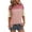 Pink, variant on Annhoo Women's Half Sleeve Tops Fashion Color Block Crewneck Casual T-Shirts Cute Side Slit Knitted Tunics