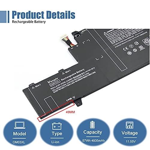 K KYUER 11.55V 57Wh OM03XL Laptop Battery Replacement for HP EliteBook