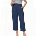 thumbnail image 5 of Hilenly Womens Cotton Capri Pants High Waisted Pleated Wide Leg Capris Summer Casual Work Slacks with Pockets, 5 of 8