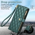 thumbnail image 4 of ELEHOLD Case for Samsung Galaxy S23, Shockproof PU Leather Zipper Wallet Case with Card Holder & Crossbody Lanyard & Wrist Strap,Green, 4 of 9