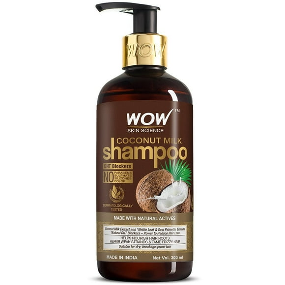 WOW Coconut Milk No Sulphate, Parabens, Silicones, Salt &Colour Shampoo, 300mL