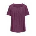 thumbnail image 6 of Giftesty Plus Size Tops For Women Sexy Square Neck Blouse Solid Casual Loose Fit Summer Short Sleeve Tees Blouse Sizes Wine XL, 6 of 6