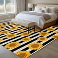 thumbnail image 4 of Summer Sunflower Large Area Rugs 6x9 ft Black Stripes Vintage Country Linen Washable Rug Non Slip Indoor Carpet Absorbent Floor Mat for Living Room Bedroom Dining Room, 4 of 9