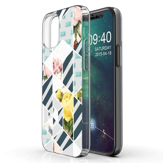 TalkingCase Slim Phone Case Compatible for Apple iPhone 12, 12 Pro, Elegant Flower Print, Lightweight,Flexible,Soft, USA