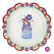Pioneer Woman Red White and Blue Mason Jar Patriotic Paper Dinner Plates, 11.5in, 24 Count