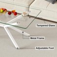 thumbnail image 4 of Rectangle Modern Glass Coffee Table,Clear Tempered Glass Top Coffee Table for Living Room,White Metal Tubular Legs Cocktail Table Glass Centre Table for Living Room, 39”Lx23.6”Wx17”H, 4 of 7